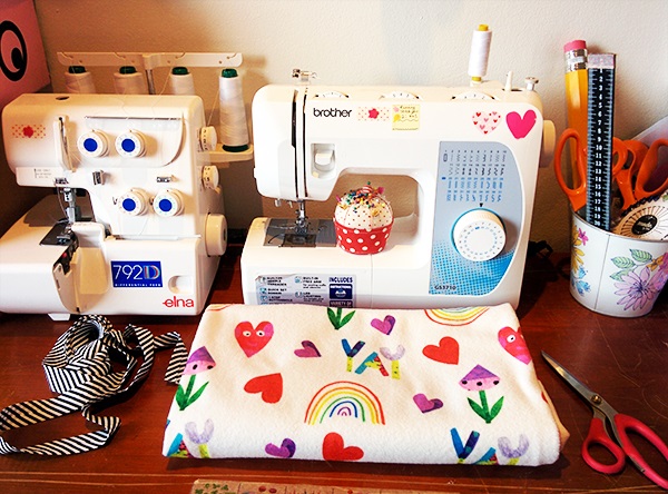 sewing space, creative space, baby blanket DIY, custom baby blanket, design your own baby blanket, custom fleece fabric, print your own fabric